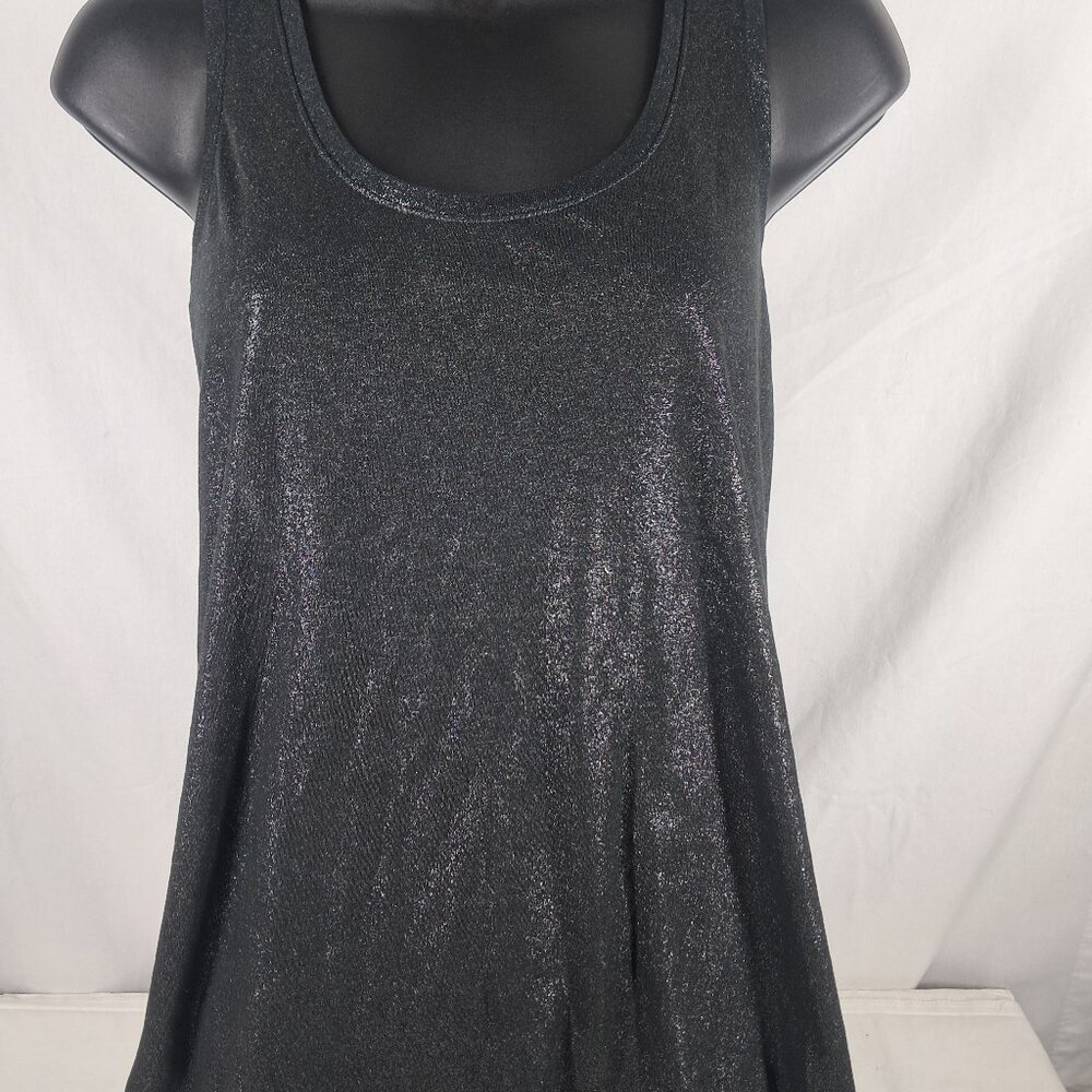 Victoria Sport Racerback Open Bottom Tie Tank Top Metallic Silver
